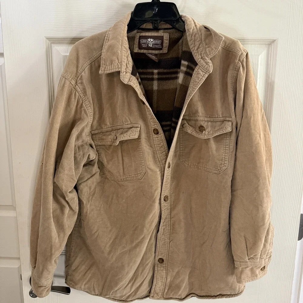 Levi's Men's Corduroy‎ Plaid Sherpa Lined Trucker Jacket M Outdoors See Descr